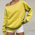 thumbnail image 1 of Oversized Sweatshirt for Women Trendy Off the Shoulder Sweatshirt with Pockets Loose Fit Fall Fashion Clothing Yellow 2XL, 1 of 6