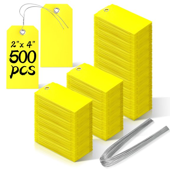 Yellow 2x4 Plastic Shipping Labels with Wire