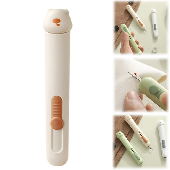 Yellow 3-In-1 Needle Threader Seam Ripper Tool With Storage for Hand Sewing, By Meiiso, Large Inventory!