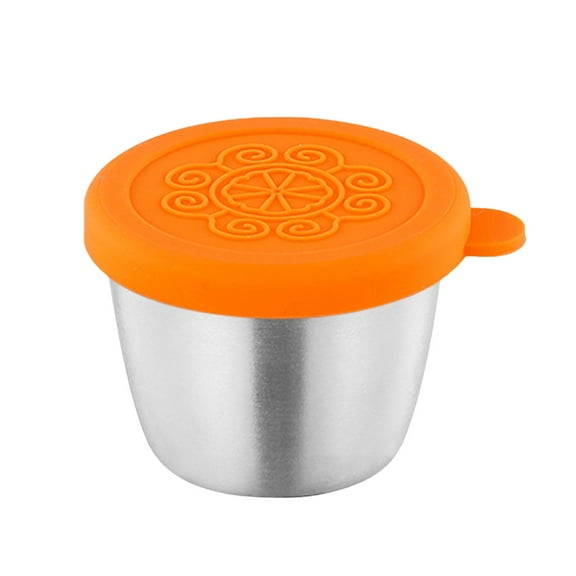 Yellow 304 Stainless Steel Condiment Container With Lid For Outdoor And Portable Use Dipping Cup For Sauces And Dips