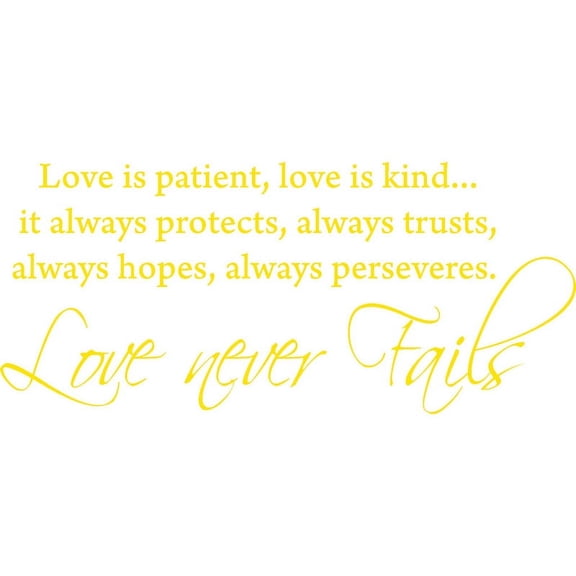 Yellow 32" x 14" Love is patient, love is kind... Vinyl wall art Inspirational quotes and saying home decor decal sticker