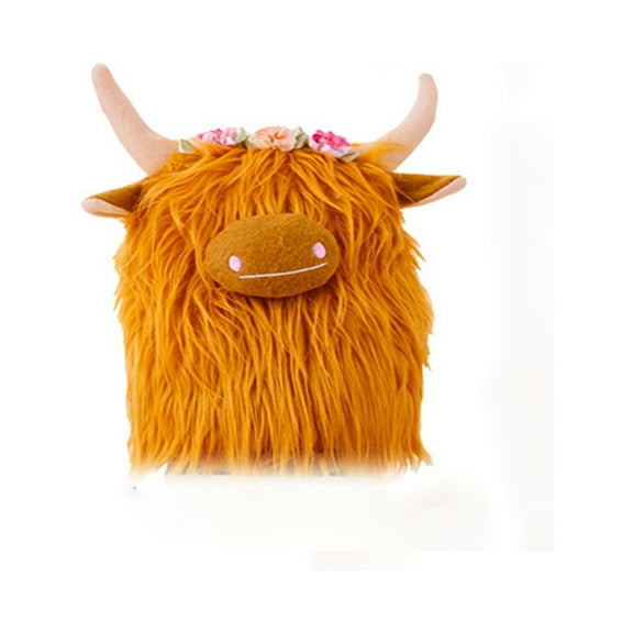 Yellow 3D Plush Yak Stuffed Animal Toy Cute Soft Simulation Doll For Kids Cuddling Hugging Pillow Fun