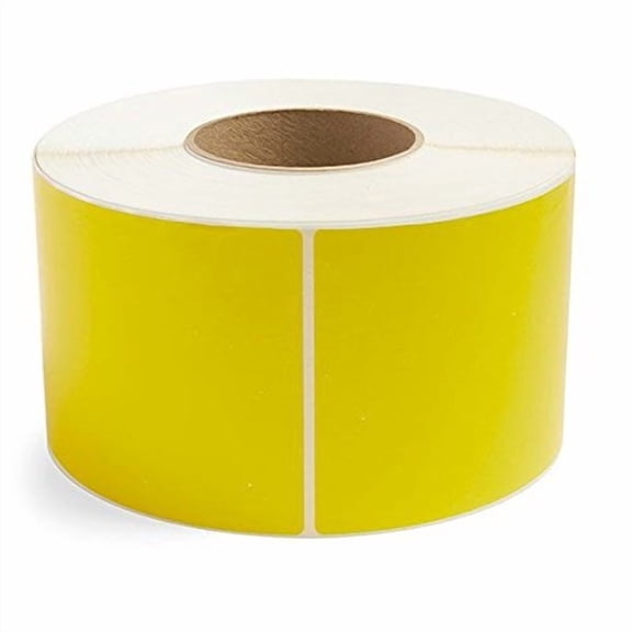 Yellow 4" x 6" Direct Thermal Shipping Labels, 1" Cores, 250 Labels Per Roll, Permanent Adhesive, Perforations Between Labels (4 Rolls)