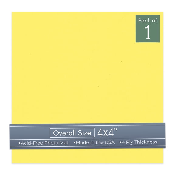 Yellow 4x4 Inch Uncut Art Mat Board - No Opening - 1 Mat