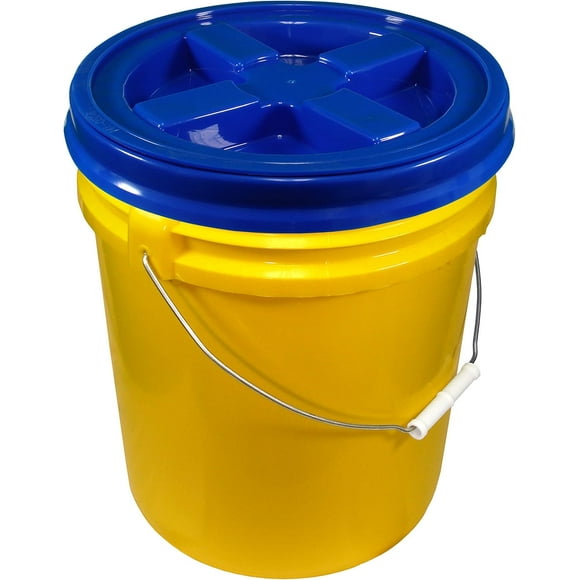 Yellow 5 Gallon 90 mil Bucket with Gamma Seal Lid (Blue)