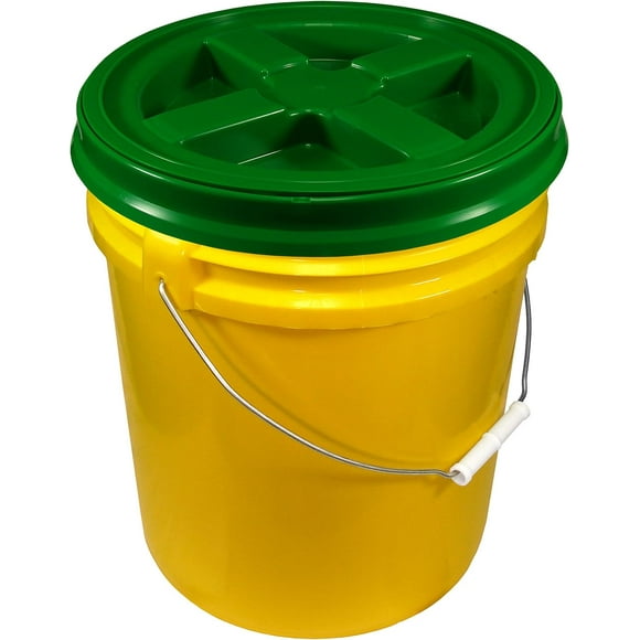 Yellow 5 Gallon 90 mil Bucket with Gamma Seal Lid (Green)