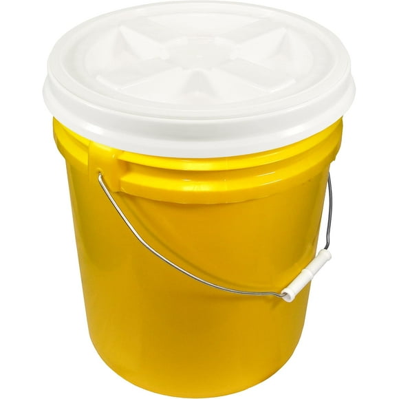 Yellow 5 Gallon 90 mil Bucket with Gamma Seal Lid (White)