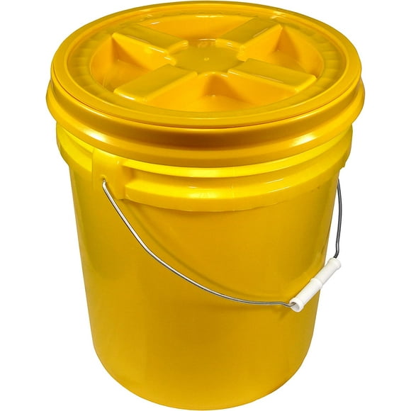 Yellow 5 Gallon Food-Grade Plastic Bucket with Gamma Seal Lid