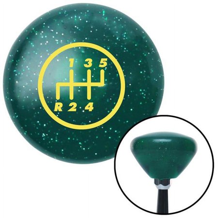 Yellow 5 Speed Shift Pattern - 5RDL Green Retro Metal Flake Shift Knob with M16 x 1.5