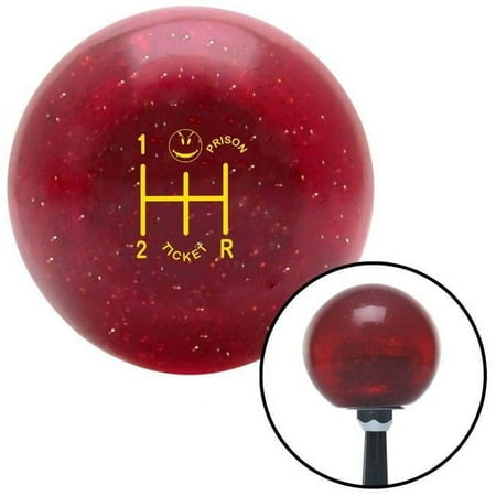 Yellow 5 Speed Shift Pattern - Prison Ticket Red Metal Flake Shift Knob with M16 x 1.5