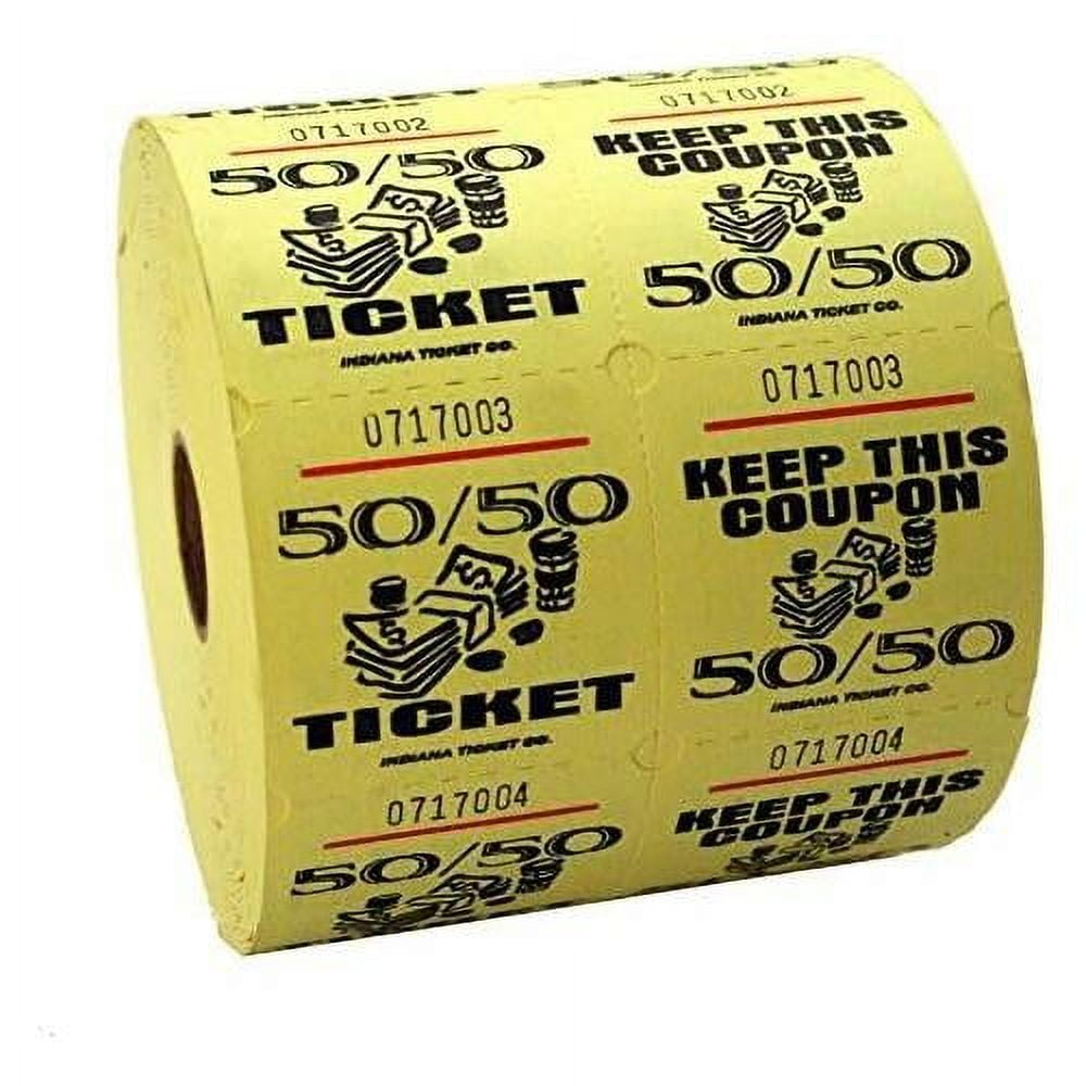 Yellow 50/50 Raffle Tickets Roll Of 1000, Model , Office/School