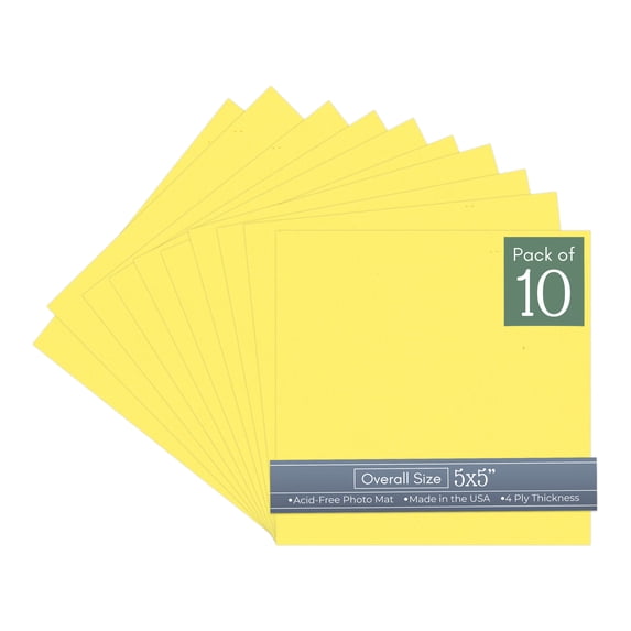 Yellow 5x5 Inch Uncut Art Mat Board - No Opening - 10 Mats