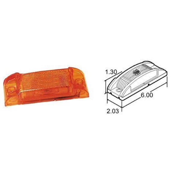 Yellow 6" x 2" Shock Mount Side Marker Lights (1 per pack)