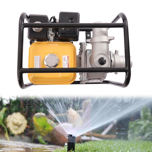 Yellow 7.5 HP 4-Cycle Gas Powered Trash Water Pump, 3 Inch Outlet 91.86Ft Head & 22.97Ft Suction Lift, Portable Transfer Pump for Farm Irrigation Pool Drainage