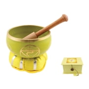 Yellow 7 Chakras 4.5 Singing Bowl with Cushion, Stick and Box