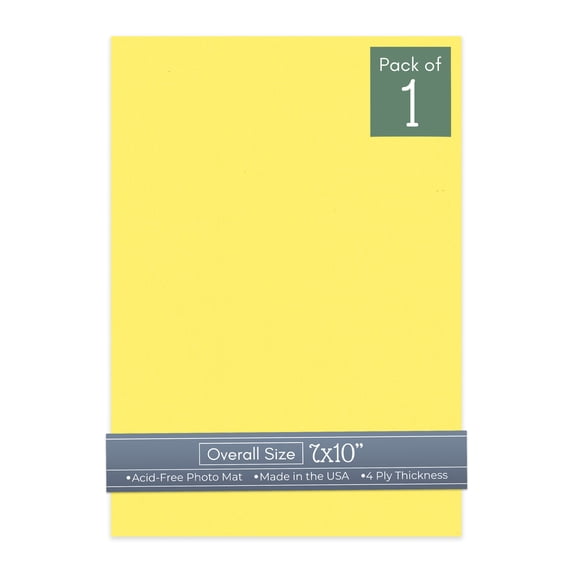 Yellow 7x10 Uncut Art Mat Board - No Opening - 1 Mat