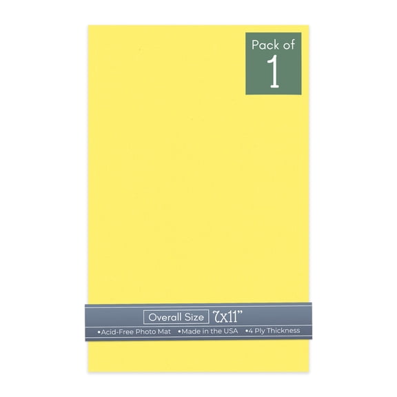Yellow 7x11 Uncut Art Mat Board - No Opening - 1 Mat