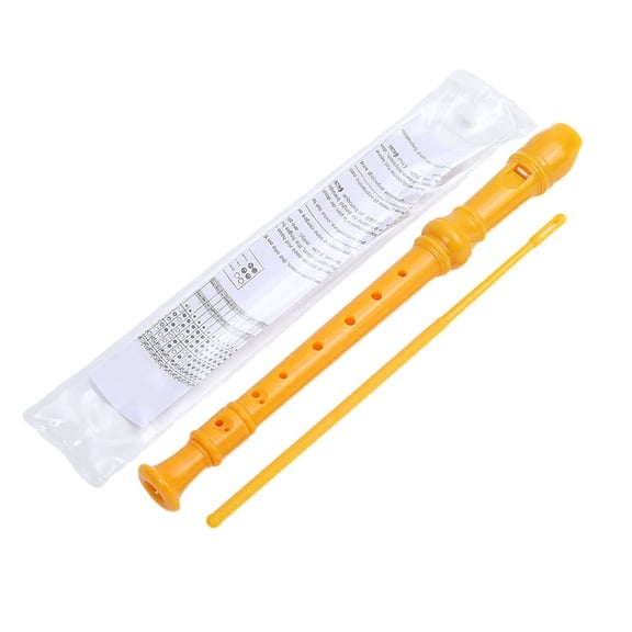 Yellow-8 Holes Soprano Recorder with Cleaning Rod, for Students