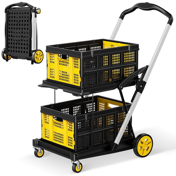 Yellow 8-in-1 200lbs Multi Functional Utility Collapsible Shopping Cart
