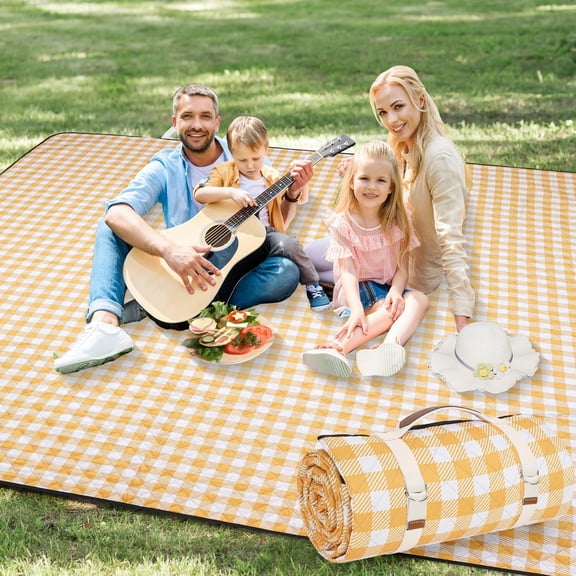 Yellow 80"x80" 3-Layer Foldable Picnic Blanket