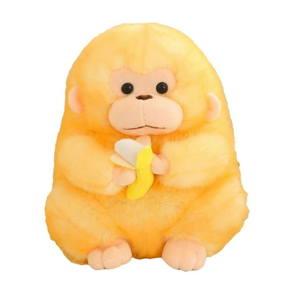 Yellow 9 Inch Yellow Simulated Monkey Plush Toy Eating Banana For Children Soft Stuffed Animal