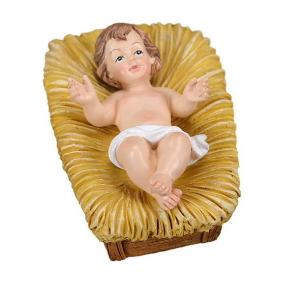 Yellow A Nativity Scene Decor For Holiday Display With Grass Bed Base Adds Religious Touch