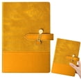 thumbnail image 1 of Yellow A5 Leather Notebook with Buckle Closure, Professional Reusable Notebook A5, Lined Journal Diary, Business Planner, Office Writing Notebook, 224 Pages, 1 of 8
