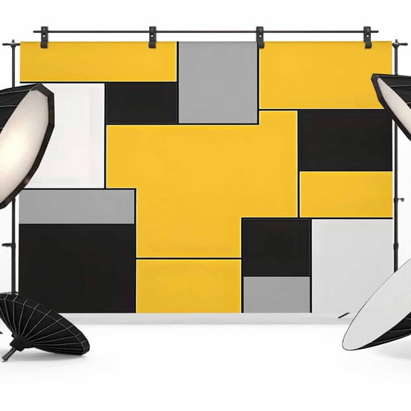 Yellow Abstract Backdrop for Photoshoot,Photography Photo Studio Background Wall Backdrop,Geometric Grey Black White Lattice Back Drop Banner Panel for Portraits Wedding Party Live Streaming 10x8Ft