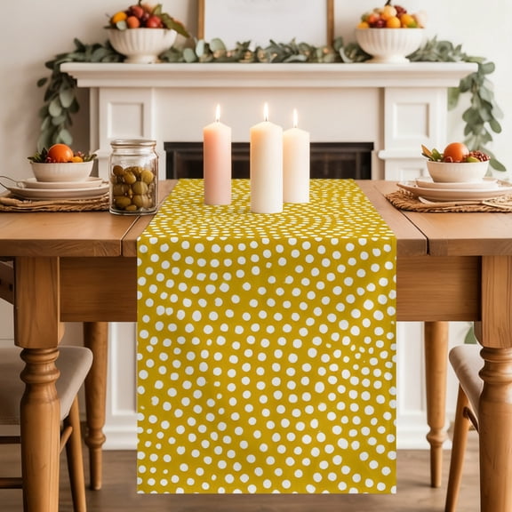 Yellow Abstract Dining Table Runner, Minimalist Bohemian Modern Rustic Washable Table Runners Kitchen Coffee Table Center Decor for Home Party Holiday Wedding 13 x 60 Inches
