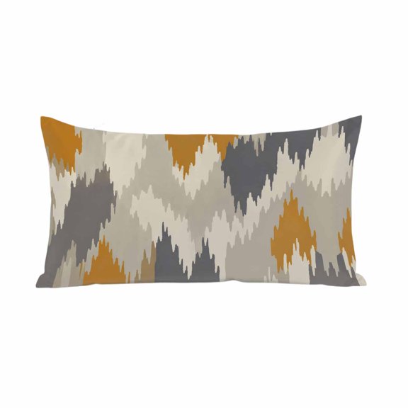 Yellow Abstract Satin Pillowcases with Zipper Cal King Size Cooling Silk Pillow Cases for Hair and Smooth Soft Boho Retro Zigzag Ikat Wave Modern Throw Pillow Covers for Women Men 20x40 Inch