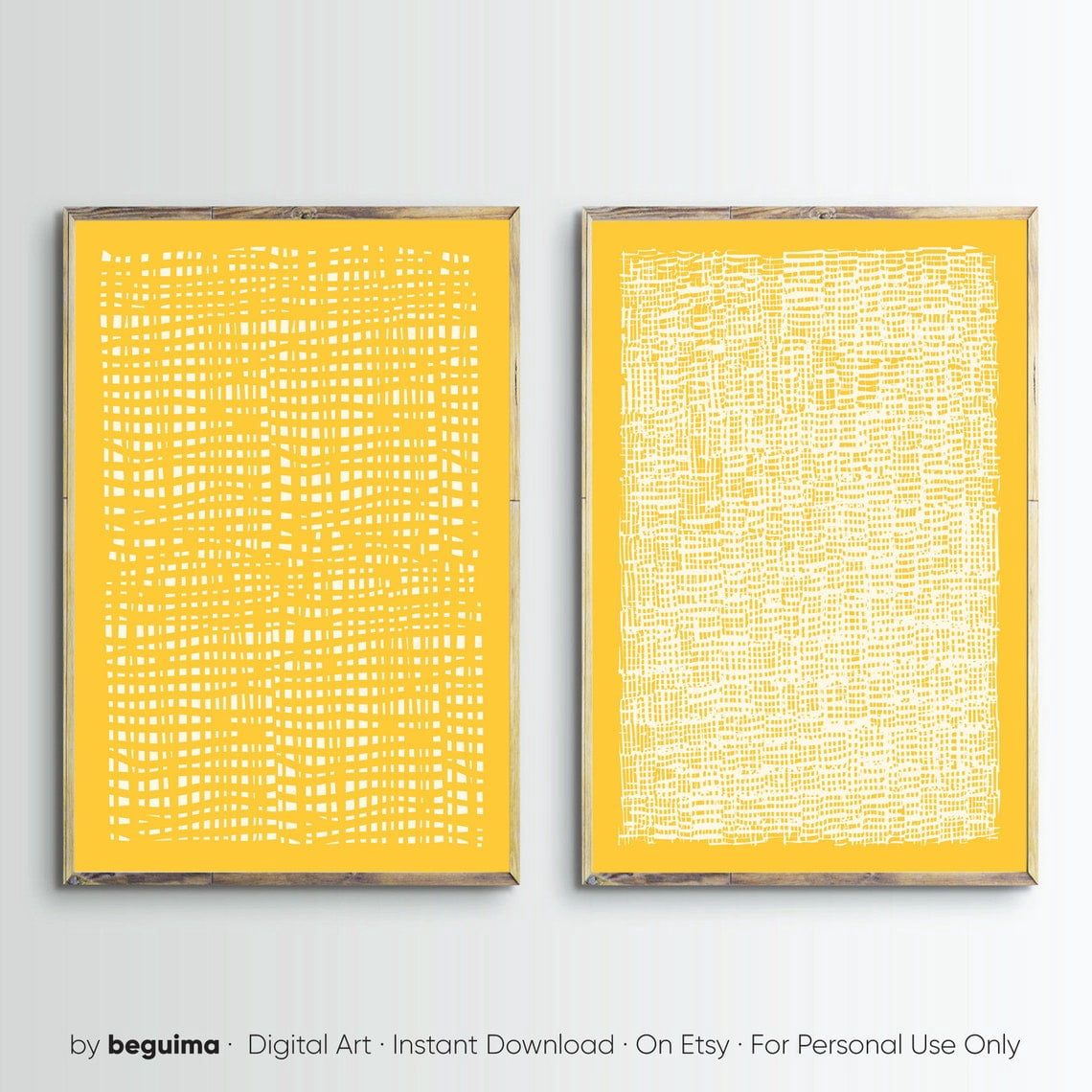 Yellow Abstract Wall Art Modern Living Room Wall Decor Mid Century Set ...