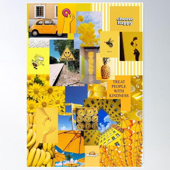 Yellow Aesthetic Poster Wall Art, Modern Wall Decor For Living Room Bedroom, 8x12 UNFRAMED