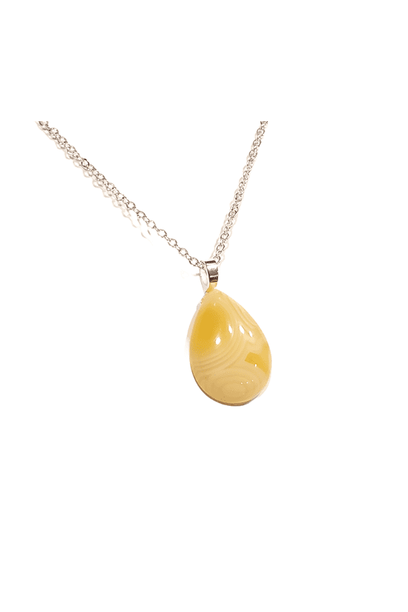 Yellow Agate Teardrop Pendant Necklace