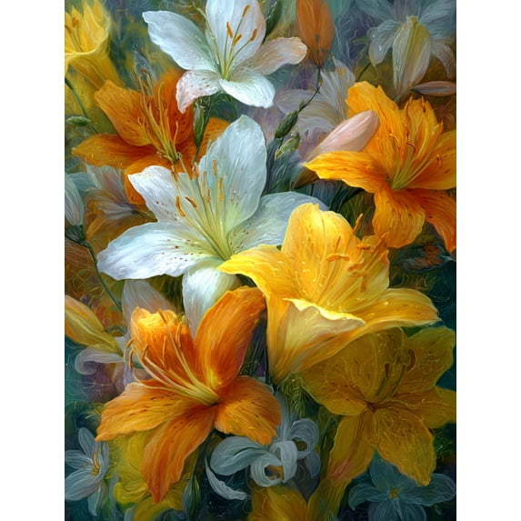 Yellow Alstroemeria Lily Canvas Print Entryway Home Decor