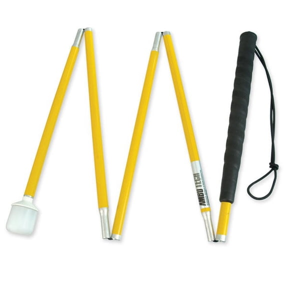 Yellow Aluminum 5-Section Folding Cane- Marshmallow Roller- 52in