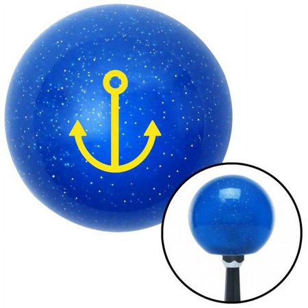 Yellow Anchor Blue Metal Flake Shift Knob with M16 x 1.5 Insert Shifter Auto Brody