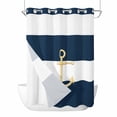 thumbnail image 1 of Yellow Anchor Nautical No Hook Shower Curtain Waterproof, Bathroom Curtains with Snap in Liners and See Through Top Window, Navy Blue White Striped Hotel Style Bathtub Curtains Shower 48"Wx72"L, 1 of 8