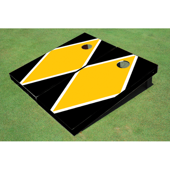 Yellow And Black Matching Diamond Custom Cornhole Board