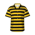 thumbnail image 1 of Yellow And Black Stripe Men'S 3d Print Casual Button Down Shirts, Novelty Hawaiian Short Sleeves L, 1 of 7