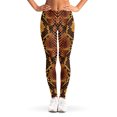 thumbnail image 1 of Yellow And Brown Snakeskin Print Leggings, Python Snake Sexy Yoga Leggings For Women., 1 of 5