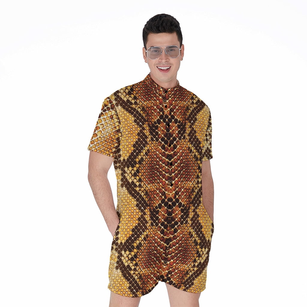 pink python snakeskin short sleeve men's rompers,... Yellow And Brown Snakeskin Short Sleeve Men'S Rompers, Snakes Python ...