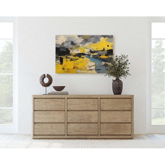 Yellow And Gray Abstract Wall Art
