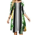 thumbnail image 1 of Yellow And Green Banana-4 Flare Dress Square Neck Dress Elegant Female Fashion Printed Dress, 1 of 9
