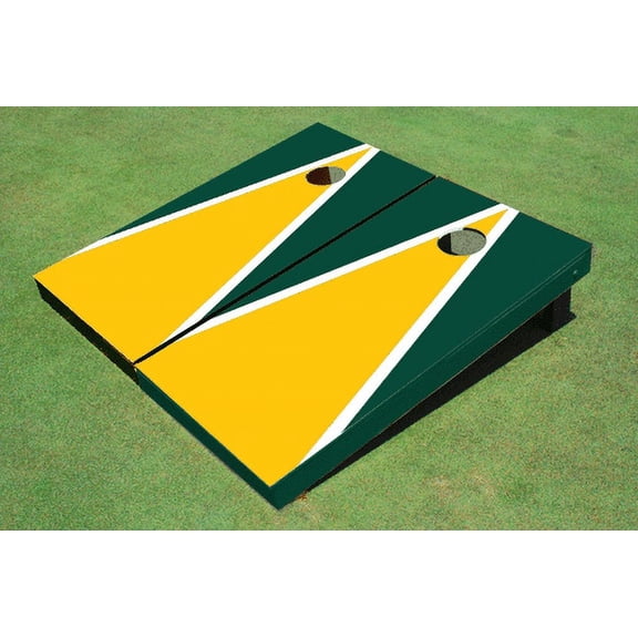 Yellow And Green Matching Triangle Custom Cornhole Board