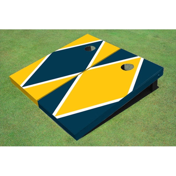 Yellow And Navy Alternating Diamond Custom Cornhole Board