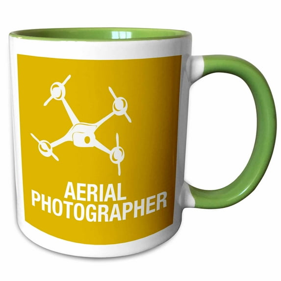 3drose, Yellow and Orange Drone, Aerial Photographer, 11oz Two-tone Green Mug