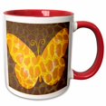 thumbnail image 1 of 3drose, Yellow and Orange Giraffe Print Butterfly - Nature Art, 11oz Two-tone Red Mug, 1 of 6