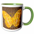 thumbnail image 1 of 3drose, Yellow and Orange Giraffe Print Butterfly - Nature Art, 15oz Two-tone Green Mug, 1 of 6