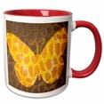 thumbnail image 1 of 3drose, Yellow and Orange Giraffe Print Butterfly - Nature Art, 15oz Two-tone Red Mug, 1 of 6