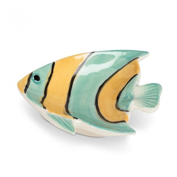 Yellow And Turquoise Striped Fish Dish